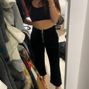 For love and lemons cropped velvet black pants